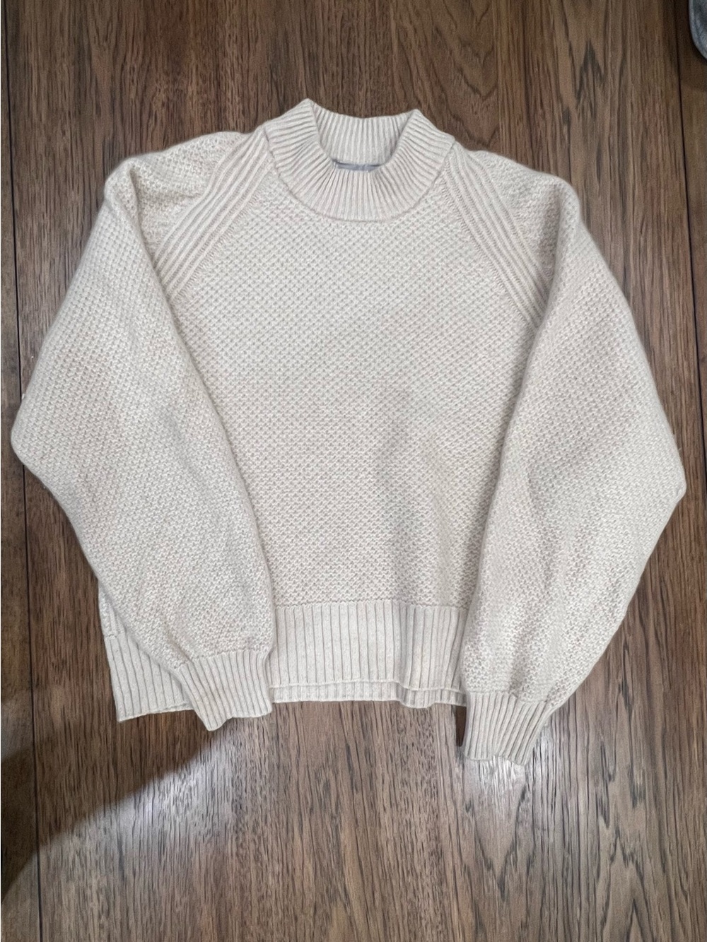 Cream Textured Recycled Cashmere Crewneck Sweater - Women